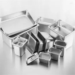 Storage Bottles Square Pots GN Pan Kitchen 304 Stainless Steel 1/9 1/6 1/4 1/3 Food Chafing Buffet Gastronorm Containers Lid 0.7 Mm