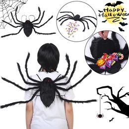 Other Event Party Supplies 90/125CM Horror Plush Spider Decoration Halloween Candy Bag Big Spider Shape Backpack Trick Or Treat Prop Halloween Kids Costume 231023