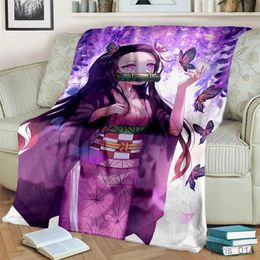 Blankets Nezuko Anime Blanket Soft Kid Blanket for Home Bedroom Bed Sofa Picnic Travel Office Cover Gift