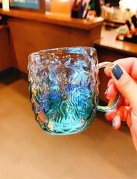 Newest s dazzle colour Gradient blue Mermaid scales glass cup 2020 anniversary Desktop coffee cup 355ml gift282e1841513