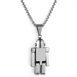 Pendant Necklaces Flexible Robot Necklace Stainless Steel Moveable Punk Style Street Casual Men Women Jewellery Gift