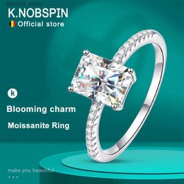 Wedding Rings KNOBSPIN D VVS1 Radiant Moissanite Rings for Women 4 Prong Classic Trendy Fine Engagement Wedding Band GRA Certified 925 Sliver Q231024