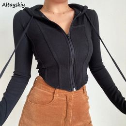 Women's Wool Blends Sporty Basic Jacket Solid Skinny Hooded Sexy Outwear Spring Ins Streetwear Casual Fashion European Style Long Sleeve Chic 231023