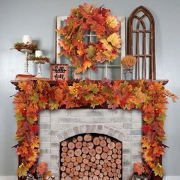 Faux Floral Greenery Artificial Plants Hanging Autumn Maple Leaf Vines Outdoor Indoor Fall Garland Home Fireplace Thanksgiving Christmas Decorations 231024