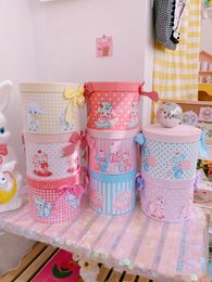 Gift Wrap 1 Pc Round Paper Boxes Lid Hug Cute Animal Bucket Gift Packaging Storage Box Gift Decor Box 21*17cm 231023