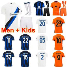 Men Youth Club Inter Soccer Milan 9 Marcus Thuram Jerseys Set 23-24 FC 1 Yann Sommer 10 Lautaro Martinez 20 Hakan Calhanoglu 2 Denzel Dumfries Football Kits Blue White