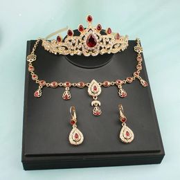 Necklace Earrings Set Wedding Jewellery Algerian Bridal Hair Accessories Crown Gold-plated Pendant For Women Luxury