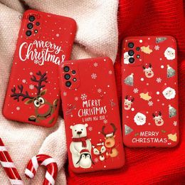 Cell Phone Cases Phone Cover For Samsung Galaxy A53 5G Lovely Cartoon Christmas Case Matte Fundas For Samsung Galaxy A53 5G Reindeer Gift BumperL231024