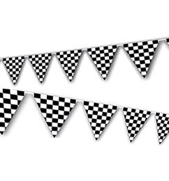 100ft Black and White Chequered Racing Flags NASCAR Racing Pennant Flag Banners for Kids Party6666663