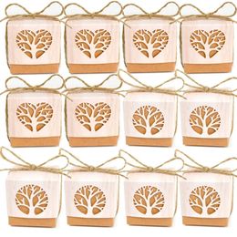 Gift Wrap 20/30/50Pcs Kraft Paper Box Hollowed Love Heart Tree DIY Candy Packaging Box Wedding Birthday Party Guest Gift Boxes Decoration 231023