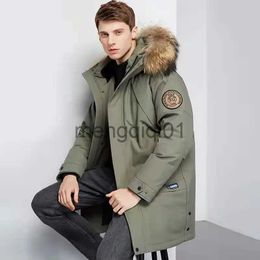 Men's Down Parkas 2023 Winter Boutique Fashion Thickening Warm Men's Casual Hooded Fur Collar Down Jacket Brand High-end Men's Down Coat ArmyGreen J231024