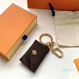 Classic Letter Printing Keychain Wallet Keyring Designer Purse Pendant Car Chain Brown Flower Mini Coin Holder Pink Keychains Bag