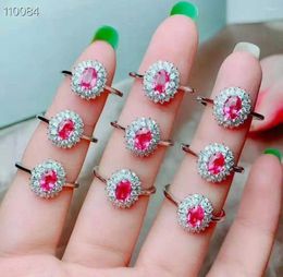 Cluster Rings Natural Sri Lanka Ceylon Pink Sapphire Ring Fine Jewellery 4x6mm 1pc