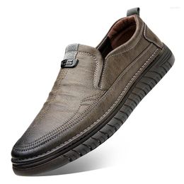 Dress Shoes 2023 Men Fashion Loafers Comfy Leather Drive Footwear Casual Men's Boat Slip On Leisure Walk Lazy