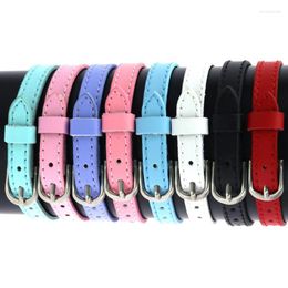 Charm Bracelets 8MM Genuine Leather Wristband 8 Colors Belt Buckle Watch Band DIY Jewelry Accessory Fit Slide Charms