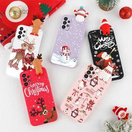 Cell Phone Cases For Samsung Galaxy A52 A52s Case Cute 3D Doll Cartoon Christmas Santa Reindeer Silicone Cover For Samsung A 52 52S Couqe BumperL231024