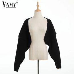 Women's Sweaters Sexy cropped cardigan knitted short cardigan sweaters for women fashion cute tops korean style long sleeve top batwing sleeve 231024
