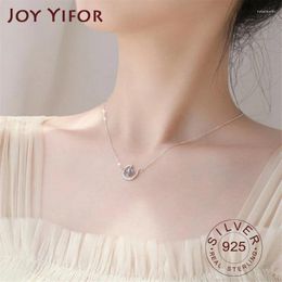 Pendants 925 Sterling Silver Moon Star Necklaces Moonstone For Women Fashion Jewellery Plated Choker Design Party Gift
