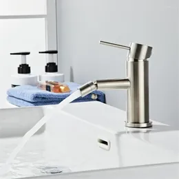 Bathroom Sink Faucets Brushed Nickel Basin Stainless Steel Deck Mounted Cold Mixer Tap Single Hole