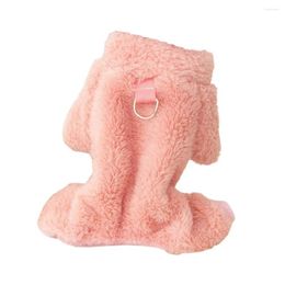 Dog Apparel Warm Clothes Traction Rope Design Pet Cozy Winter Thick Long Plush High Collar With