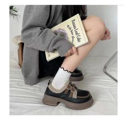 Dress Shoes All-Match Winter Women Modis Oxfords Loafers Platform Female Footwear Autumn Preppy 2023 Leather Creepers