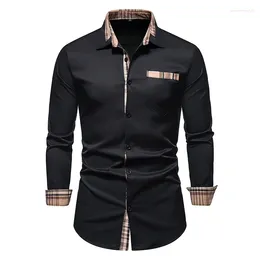 Men's Casual Shirts Autumn Men's Long Sleeve Formal Shirt Plaid Collar Button Up