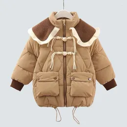 Down Coat Girls Large Lape Clothing Warm Kids Jacket 2023 Winter Teenage Thicken Coats Cotton Parkas Hooded Children Outerwear XMP330