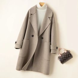 Women's Wool Blends Autumn And Winter 100 Pure Double Sided Cashmere Coat Mid Length Suit 231023