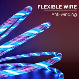 Luminescence LED 3 in 1 Fast Charging Cable IOS Type C Micro USB Charger for Iphone Samsung Huawei Oppo Xiaomi Phone Cables Tablet Speaker Line Charge Cord 5V 3A