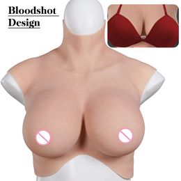 Catsuit Costumes Crossdressing Realistic Bloodshot Silicone Breast Forms Fake Boobs Tits Shemale Transgender Sissy Drag Queen Cosplay