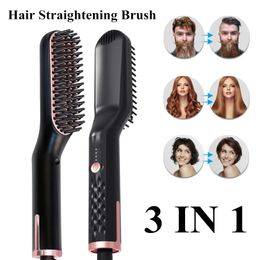 Hair Straighteners Professional Straightener Brush Electric Black Beard Comb PTC Heating Ceramic Straightening Styling Appliances 231023