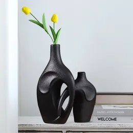 Vases Ceramic Elephant Vase Set Modern Home Decoration Ornaments Creative Decor Desk Nordic