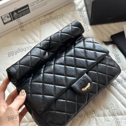 French Womens Vintage Clutch Underarm Handroll Bag Classic Flap Quilted Diamond Lattice Lambskin ReaL Leather Luxury Designer Handbag 25X15CM Party Evening Purse