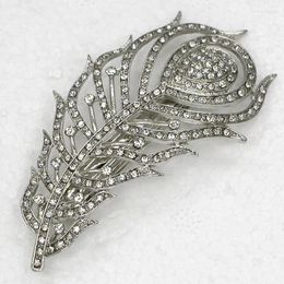 Hair Clips 12pcs/lot Wholesale Fashion Crystal Rhinestone Feather Barrettes Wedding Party Accessories E101082