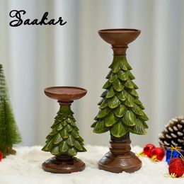 Candle Holders SAAKAR Resin Candlestick Figurines for Indoor Decor Home Living Room Dining Tabletop Holder Object Accessories Celloction 231023