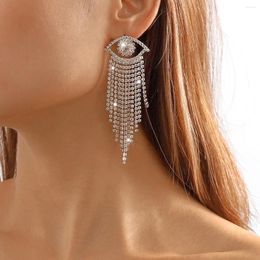 Dangle Earrings Long Tassel Rhinestone Drop For Women Luxury Oversize Eyes Crystal Fashion Wedding Party Jewellery