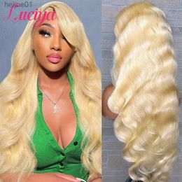 Sintetico 613 HD Wig Frontal Wig Body Wave trasparente 13x4 Chiusura di pizzo pre -pizzico frontale parrucche per capelli umani Luciyal231024