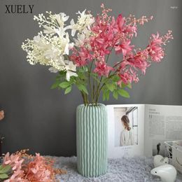 Decorative Flowers 73cm Artificial Silk Peach Blossom Living Room Home Table Vase Potted Ornament Wedding Arrangement Decor Fake Flower Po