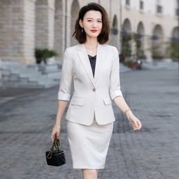 Women's Suits Blazers Plus Size 5XL Novelty Apricot Formal Women Business Suits with Skirt and Jackets Coat Ladies Office Blazers Career Clothing Sets 231024