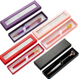 Gift Wrap 10pcs Black Business Paper Pen Box For Packaging Promotional Items Pencil Gift Box With Window Birthday Christmas Party Favours 231023