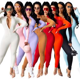 Tight Jumpsuit Rompers Women Sexy Long Sleeve Jumpsuits Slim Outfits Clubwear Free Ship