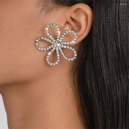 Dangle Earrings INS Sparkling Rhinestone Geometric Flower Stud Dinner Jewellery For Women Crystal Hollow Drop Accessories