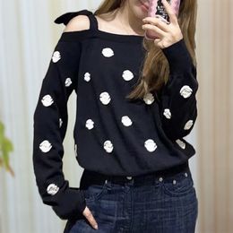 1017 2023 Autumn Brand Same Style Womens Sweater Long Sleeve Crew Neck Black Pullover Fashion Striped Clothes xue