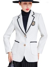 Women's Suits Fashion Long Sleeve White Black Plaid Women Blazer Casual Jacket Ladies Female Autumn Winter Coat With Pocket
