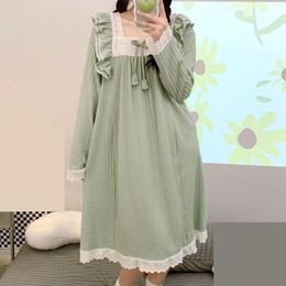 Women's Sleepwear Spring Women Nightgown Nighty Dress Long Sleeve Nightdress Lingerie Casual Sleepdress Dressing Gown Loungewear