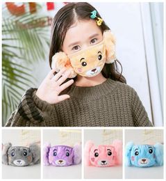 Child Winter Face Mask Earmuffs Push Bear Cartoon Cute Kid Student Twoinone Outdoo Windproof Warm Protective Facial Cover LJJP691289475