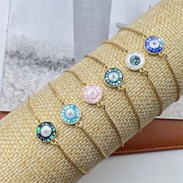 Charm Bracelets 2023 Cute CZ Crystal Round Shell Beads Charms Boho Jewellery For Women Accessories Summer Beach Chain Bangle 231023