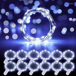 Strips Flash CR2032 Battery Power String Light 1m 10 Leds Waterproof Fairy Flashing Copper Wire For Wedding Xmas