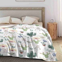 Blankets Llama Cactus Leaves Flannel Blankets for Kids and Adults Desert Animals Cosy Sofa Bed Office