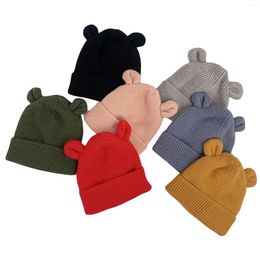 Hair Accessories Infant Born Baby Knitting Hat Cartoon Bear Ears Warm Holiday Supplies Decorations Cap 6-24 Months